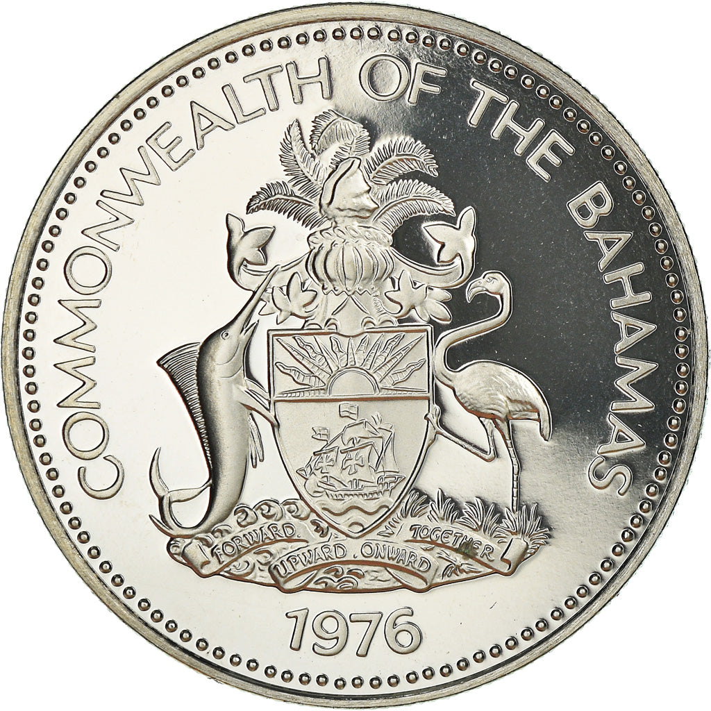 Coin, Bahamas, Elizabeth II, 25 Cents, 1976, Franklin Mint, U.S.A., Proof