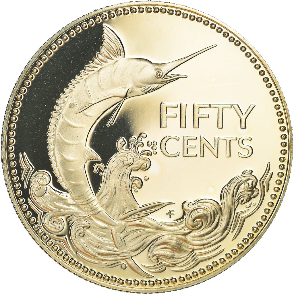 Coin, Bahamas, Elizabeth II, 50 Cents, 1976, Franklin Mint, U.S.A., Proof