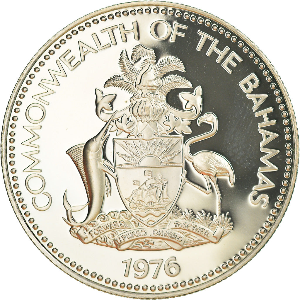 Coin, Bahamas, Elizabeth II, 50 Cents, 1976, Franklin Mint, U.S.A., Proof