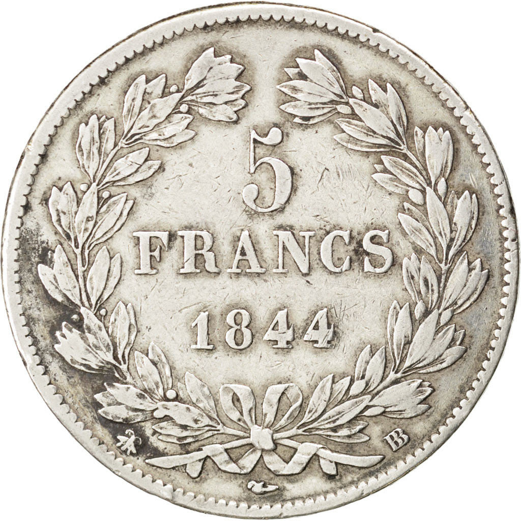 Monnaie, France, Louis-Philippe, 5 Francs, 1844, Strasbourg, TTB, Argent