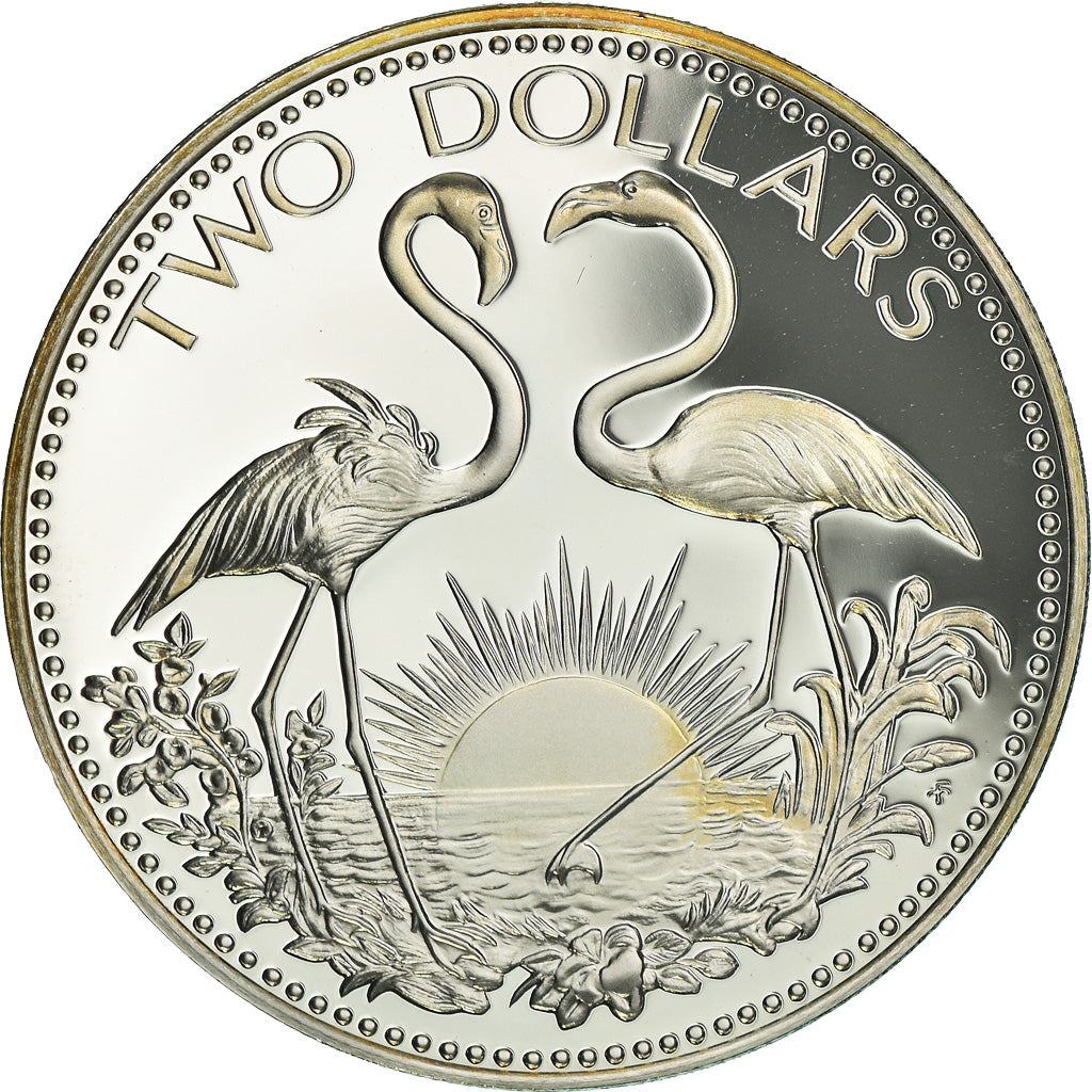 Coin, Bahamas, Elizabeth II, 2 Dollars, 1976, Franklin Mint, U.S.A., Proof