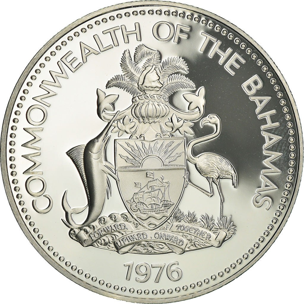 Coin, Bahamas, Elizabeth II, 2 Dollars, 1976, Franklin Mint, U.S.A., Proof