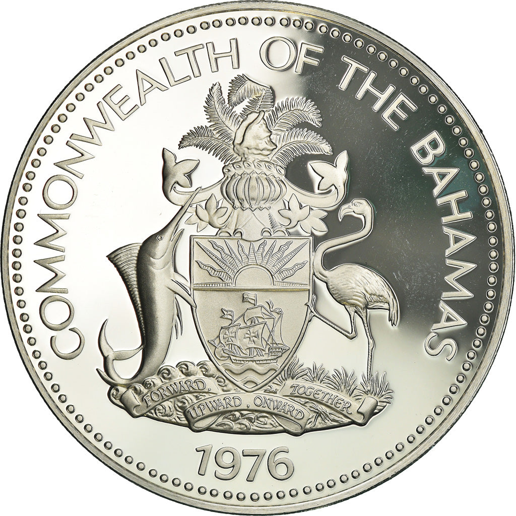 Coin, Bahamas, Elizabeth II, 5 Dollars, 1976, Franklin Mint, U.S.A., Proof