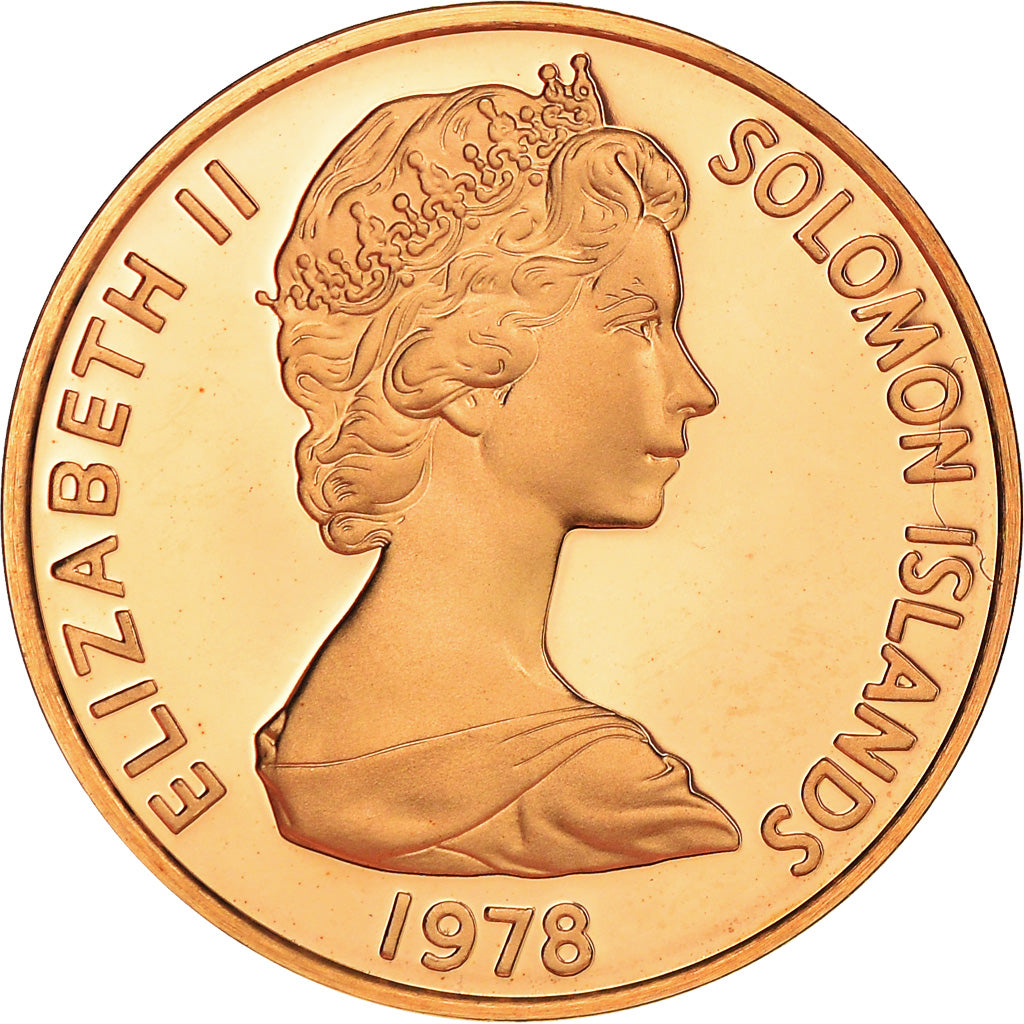 Coin, Solomon Islands, 2 Cents, 1978, Franklin Mint, Proof, MS(65-70), Bronze