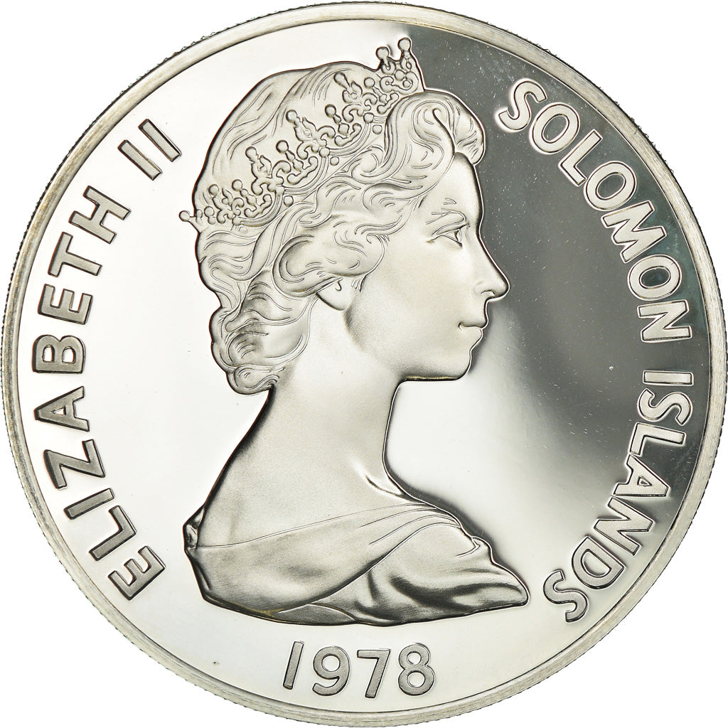 Coin, Solomon Islands, 5 Dollars, 1978, Franklin Mint, Proof, MS(65-70), Silver