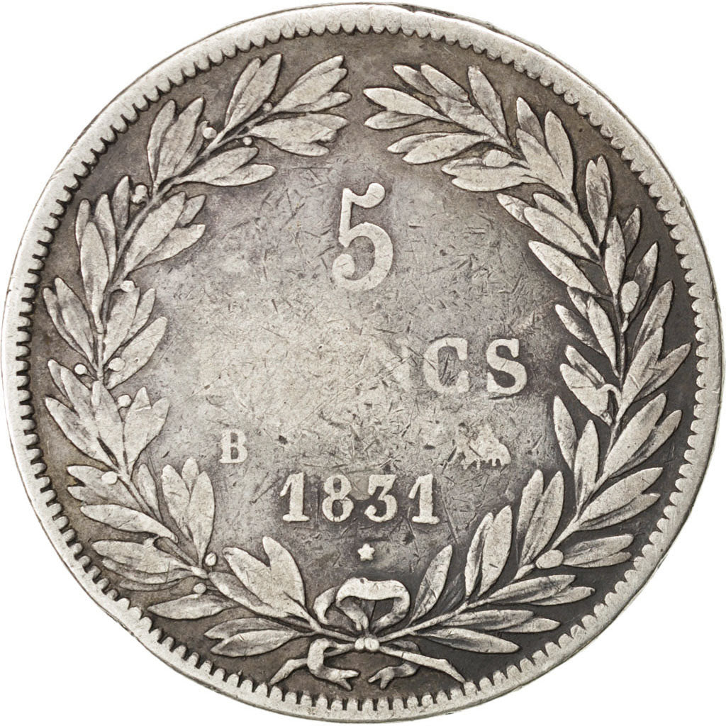 Francia, Louis-Philippe, 5 Francs, 1831, Rouen, MB, Argento, KM:736.2, Gadour...