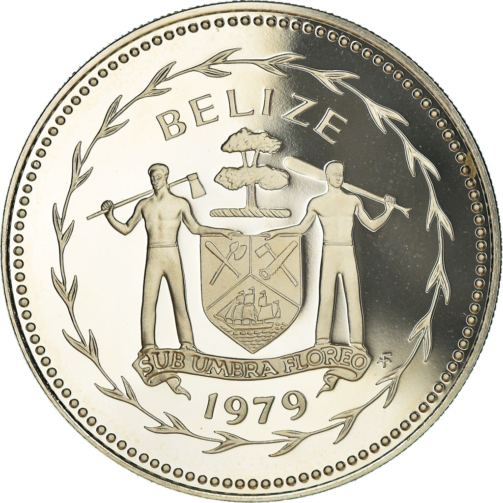 Coin, Belize, 50 Cents, 1979, Franklin Mint, Proof, MS(65-70), Copper-nickel