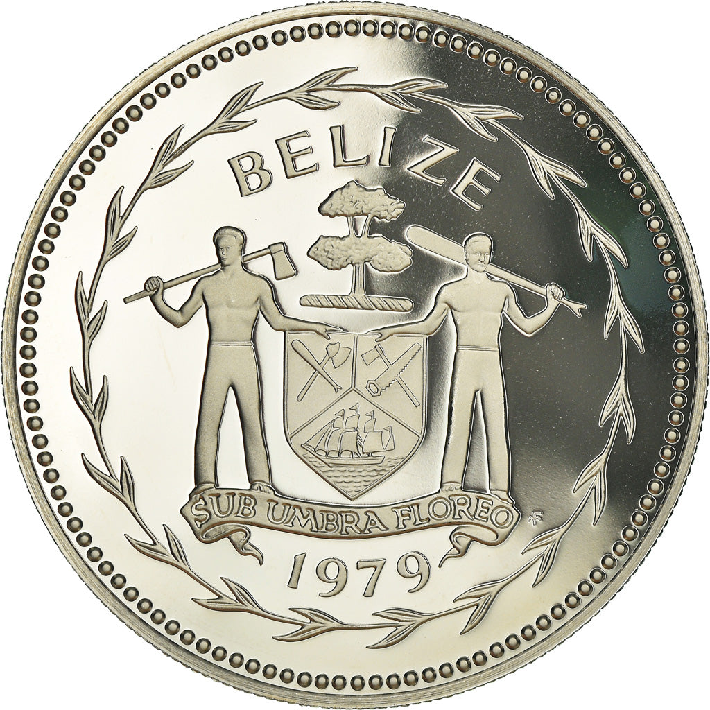Munten, Belize, 5 Dollars, 1979, Franklin Mint, Proof, FDC, Cupro-nikkel, KM:44