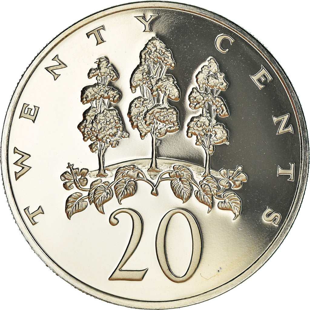 Coin, Jamaica, Elizabeth II, 20 Cents, 1976, Franklin Mint, USA, Proof