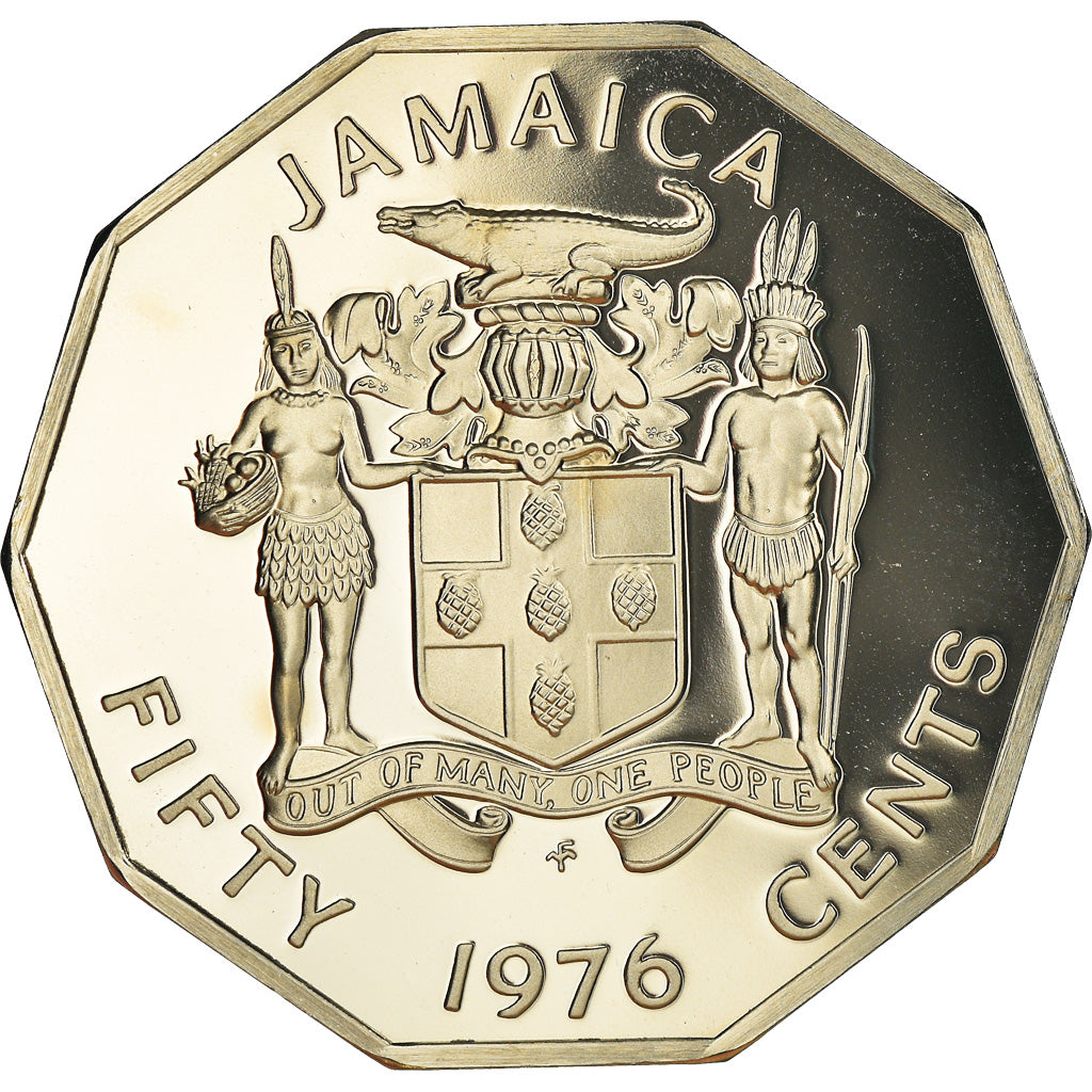 Coin, Jamaica, Elizabeth II, 50 Cents, 1976, Franklin Mint, USA, Proof