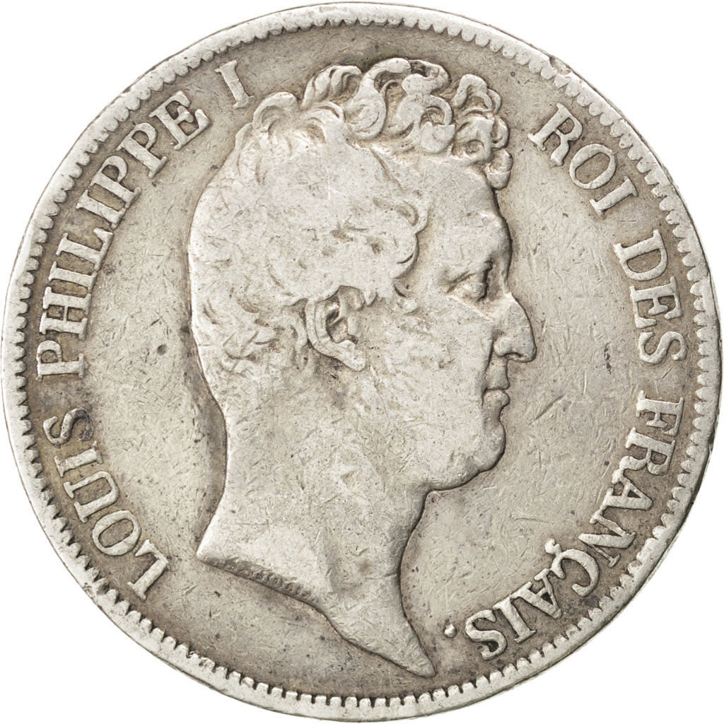 FRANCE, Louis-Philippe, 5 Francs, 1831, Lyon, KM #735.4, F(12-15), Silver,...