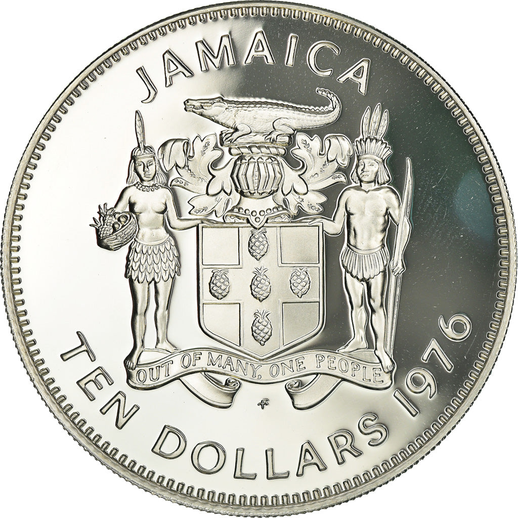 Coin, Jamaica, Elizabeth II, 10 Dollars, 1976, Franklin Mint, USA, Proof