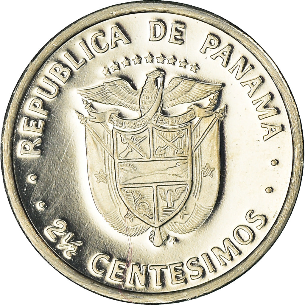 Coin, Panama, 2-1/2 Centesimos, 1975, Franklin Mint, Proof, MS(65-70)
