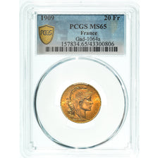 Moneda, Francia, Marianne, 20 Francs, 1909, Paris, PCGS, MS65, FDC, Oro, KM:857