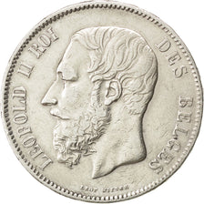 Belgio, Leopold II, 5 Francs, 5 Frank, 1870, BB, Argento, KM:24