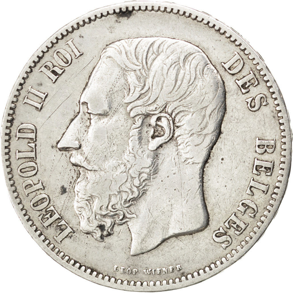Coin, Belgium, Leopold II, 5 Francs, 5 Frank, 1875, EF(40-45), Silver, KM:24