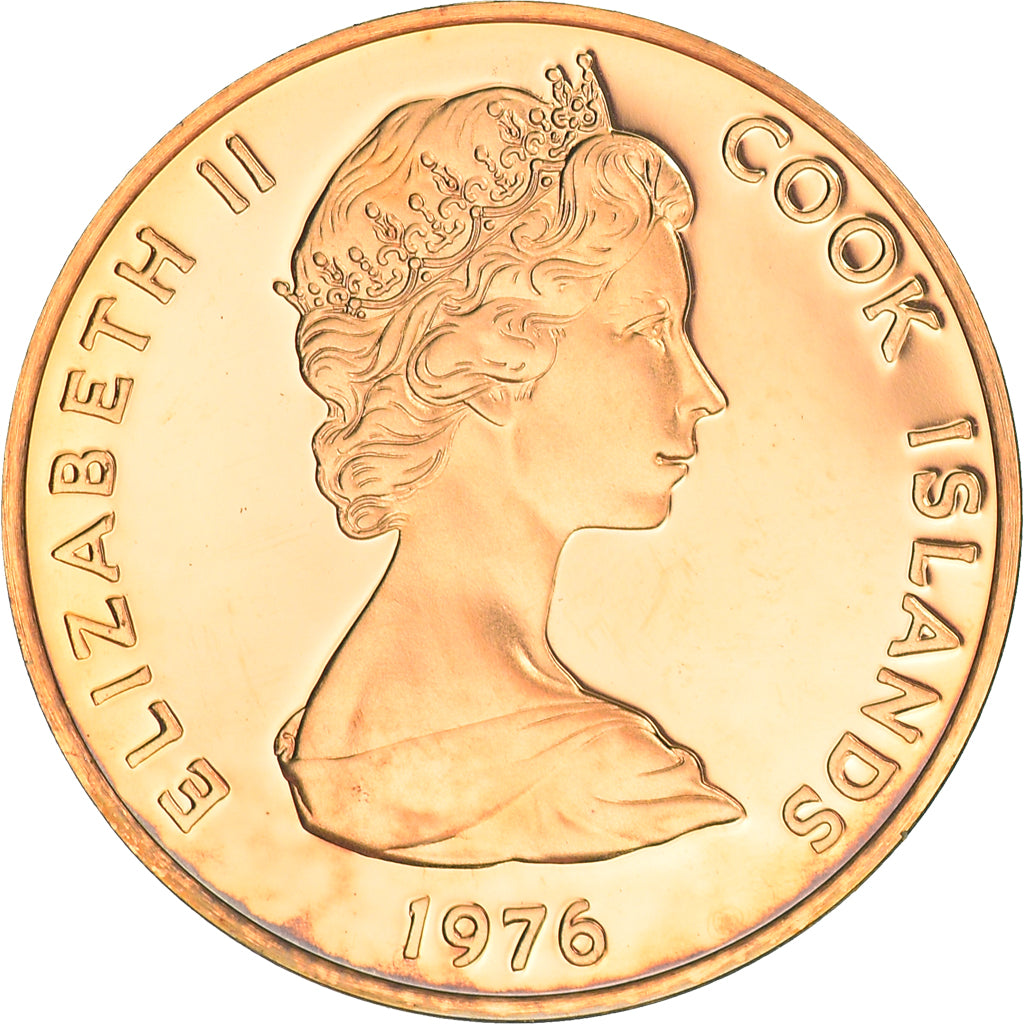 Coin, Cook Islands, Elizabeth II, 2 Cents, 1976, Franklin Mint, USA, Proof