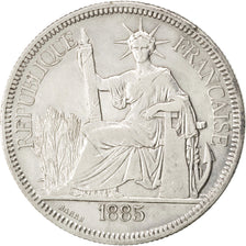 FRENCH INDO-CHINA, Piastre, 1885, Paris, KM #5, EF(40-45), Silver, Lecompte...