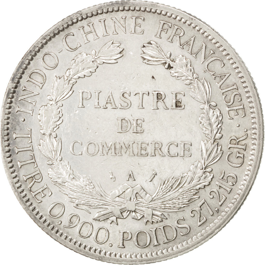 FRENCH INDO-CHINA, Piastre, 1885, Paris, KM #5, EF(40-45), Silver, Lecompte...