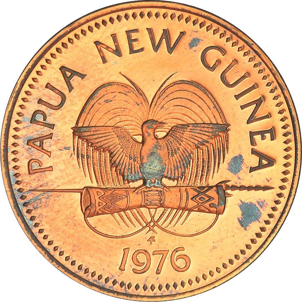 Coin, Papua New Guinea, 2 Toea, 1976, Franklin Mint, Proof, MS(65-70), Bronze