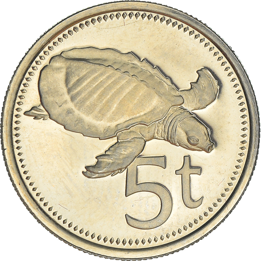 Coin, Papua New Guinea, 5 Toea, 1976, Franklin Mint, Proof, MS(65-70)