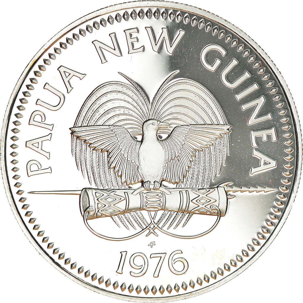 Coin, Papua New Guinea, 5 Kina, 1976, Franklin Mint, Proof, MS(65-70), Silver