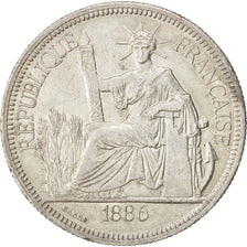 FRENCH INDO-CHINA, Piastre, 1886, Paris, KM #5, EF(40-45), Silver, Lecompte...
