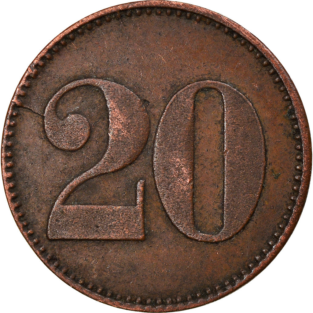 France, Token, 20 Centimes à Consommer, VF(30-35), Copper