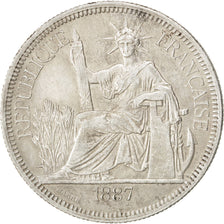 FRENCH INDO-CHINA, Piastre, 1887, Paris, KM #5, EF(40-45), Silver, Lecompte...