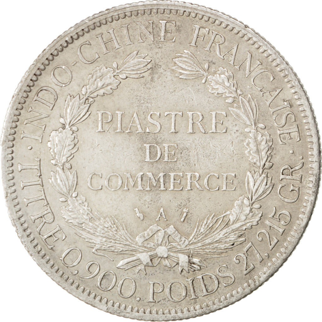 FRENCH INDO-CHINA, Piastre, 1887, Paris, KM #5, EF(40-45), Silver, Lecompte...