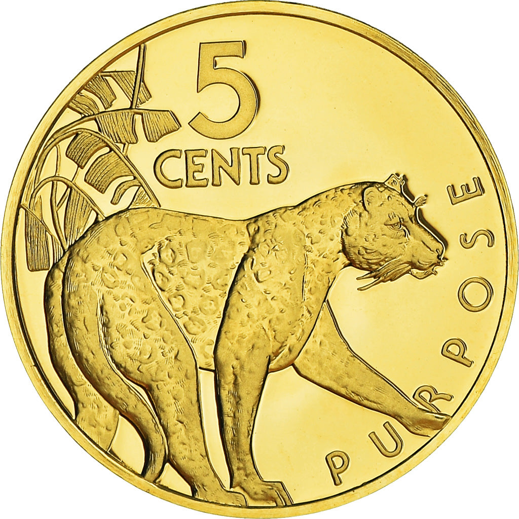 Coin, Guyana, 5 Cents, 1976, Franklin Mint, Proof, MS(65-70), Nickel-brass