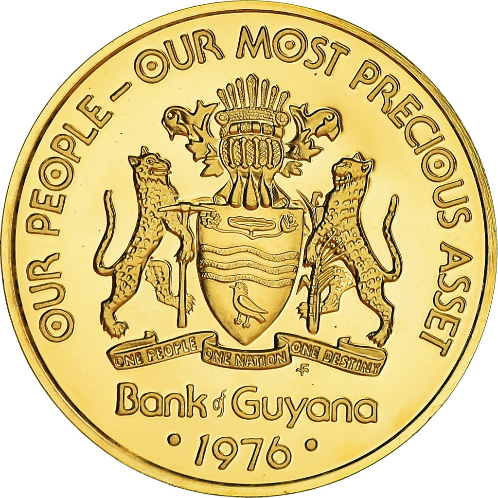 Coin, Guyana, 5 Cents, 1976, Franklin Mint, Proof, MS(65-70), Nickel-brass