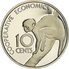 Moeda, Guiana, 10 Cents, 1976, Franklin Mint, Proof, MS(65-70), Cobre-níquel