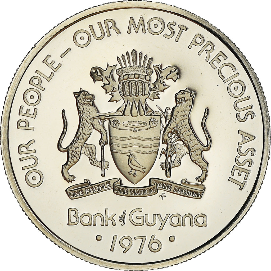 Moneta, Guyana, 25 Cents, 1976, Franklin Mint, Proof, FDC, Rame-nichel, KM:40