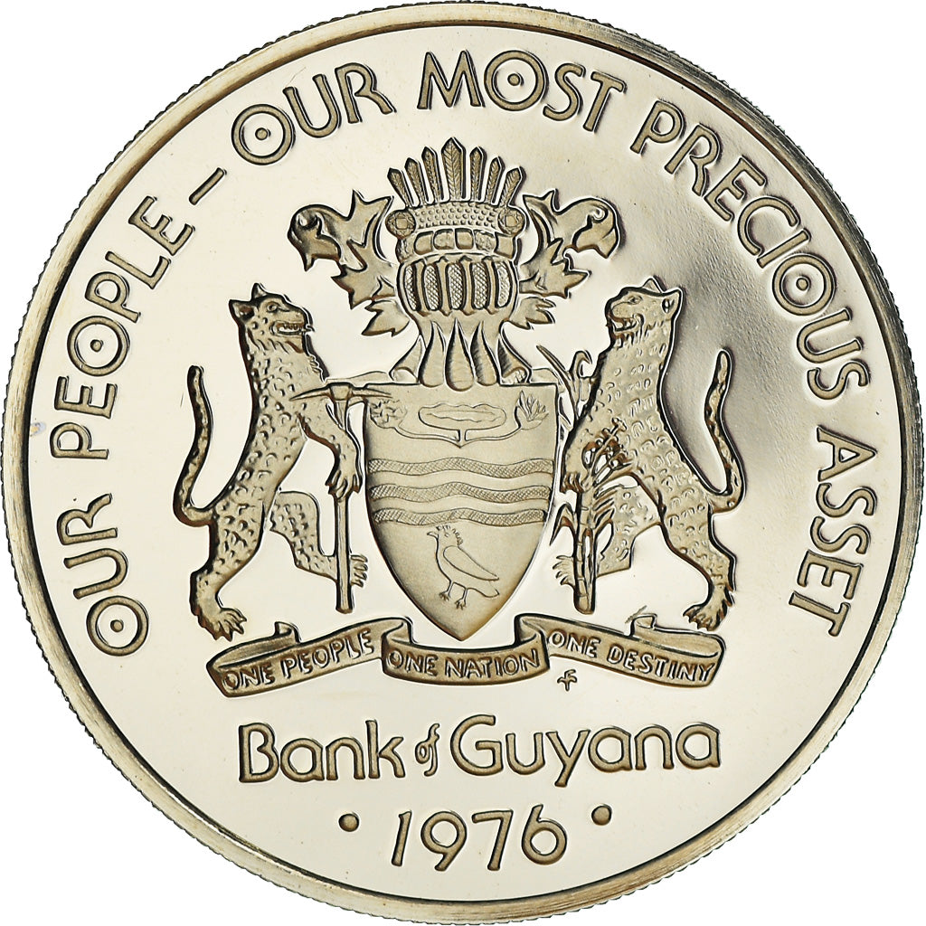 Coin, Guyana, 50 Cents, 1976, Franklin Mint, Proof, MS(65-70), Copper-nickel