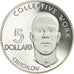 Coin, Guyana, 5 Dollars, 1976, Franklin Mint, Proof, MS(65-70), Silver, KM:43a