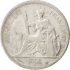 FRENCH INDO-CHINA, Piastre, 1888, Paris, KM #5, EF(40-45), Silver, Lecompte...