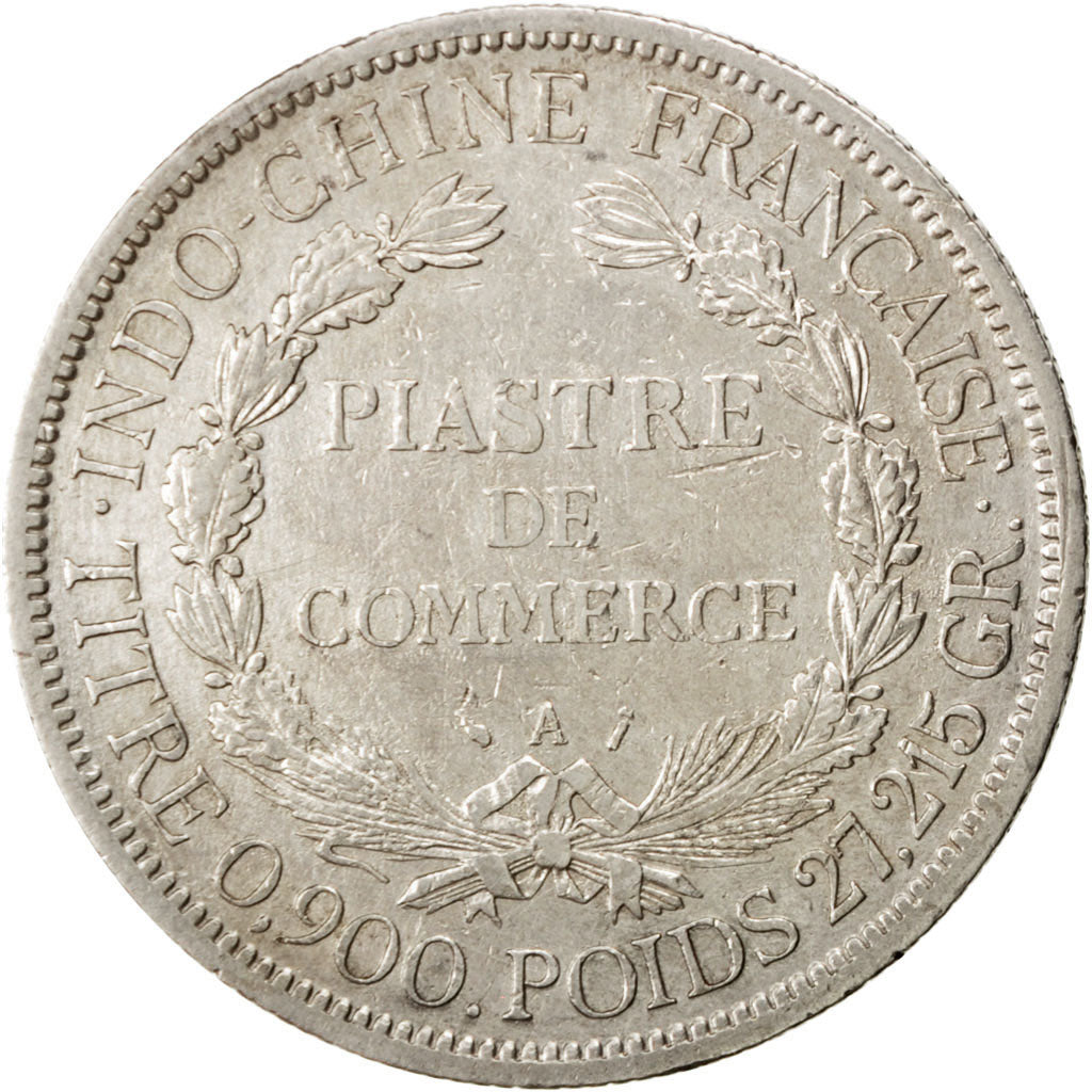 FRENCH INDO-CHINA, Piastre, 1888, Paris, KM #5, EF(40-45), Silver, Lecompte...