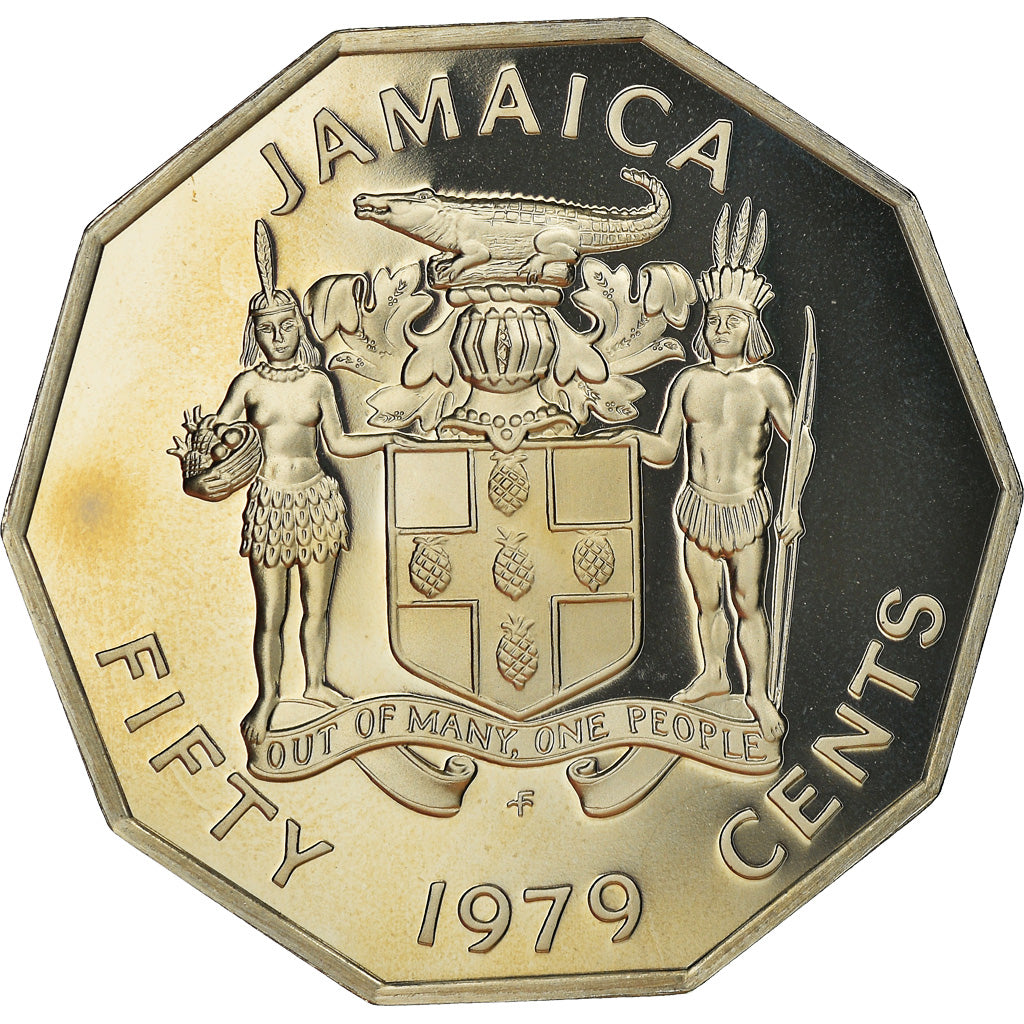 Moneta, Giamaica, Elizabeth II, 50 Cents, 1979, Franklin Mint, USA, Proof, FDC