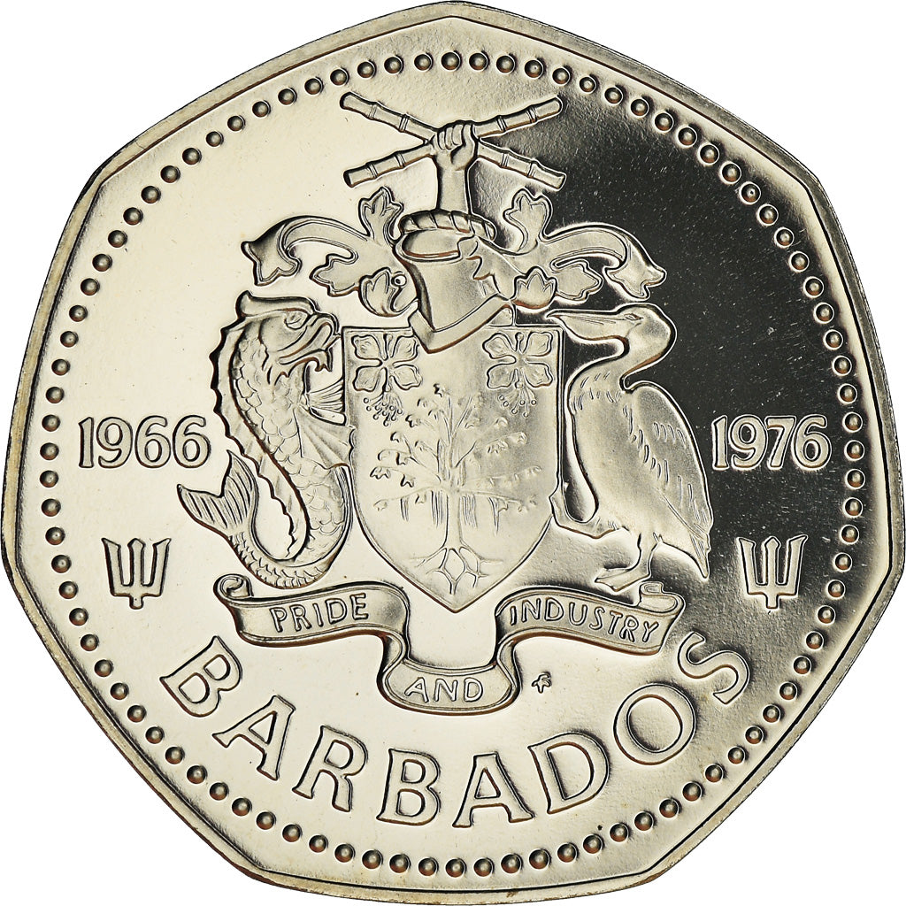 Coin, Barbados, Dollar, 1976, Franklin Mint, Proof, MS(65-70), Copper-nickel