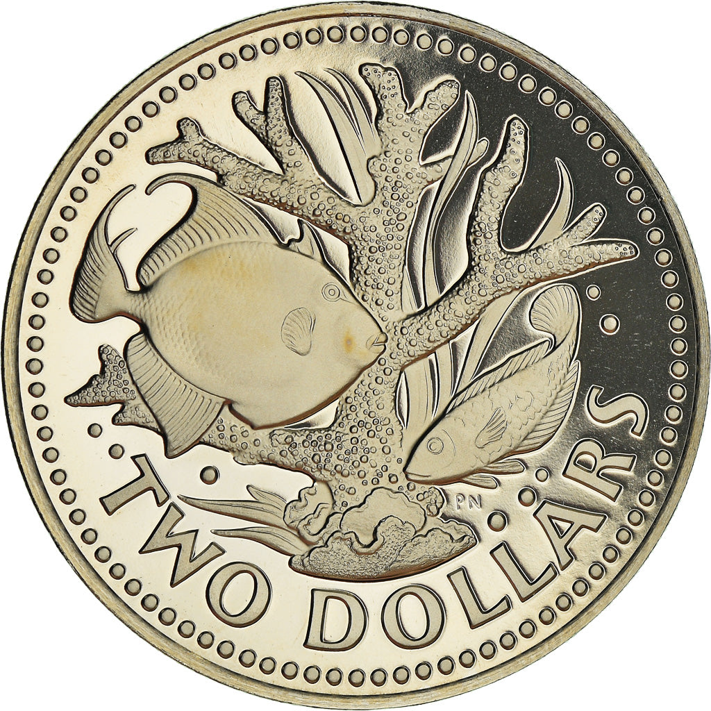 Coin, Barbados, 2 Dollars, 1976, Franklin Mint, Proof, MS(65-70), Copper-nickel