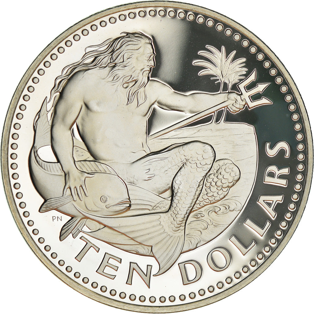 Moneta, Barbados, 10 Dollars, 1976, Franklin Mint, Proof, FDC, Argento, KM:26a