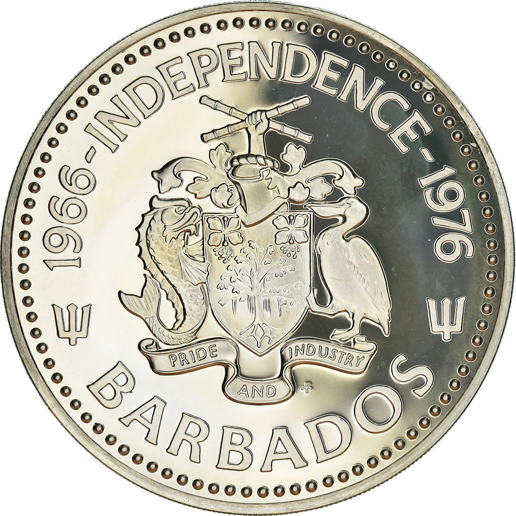 Moneta, Barbados, 10 Dollars, 1976, Franklin Mint, Proof, FDC, Argento, KM:26a