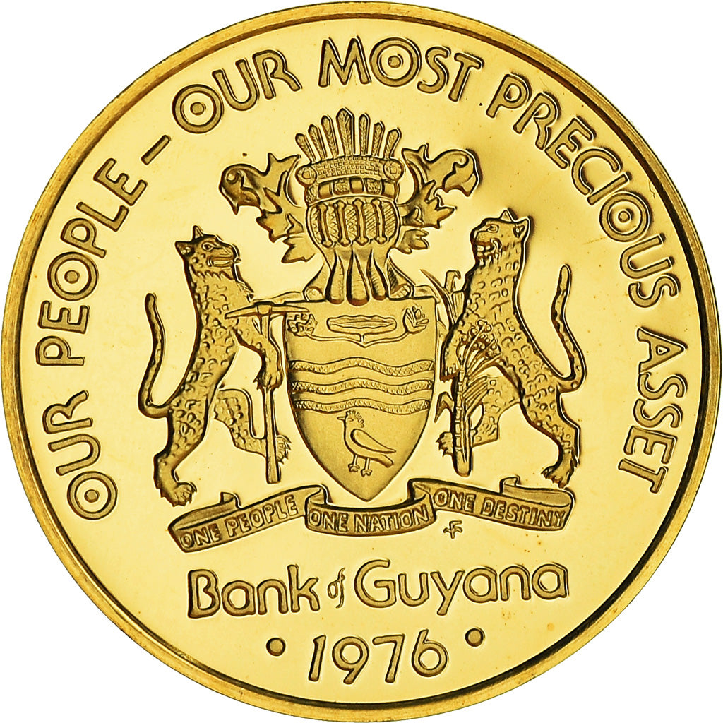 Coin, Guyana, 5 Cents, 1976, Franklin Mint, Proof, MS(65-70), Nickel-brass