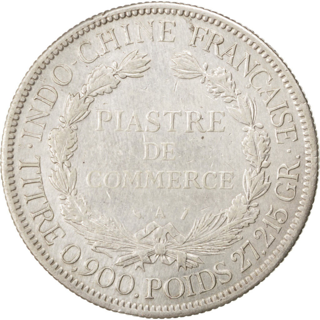FRENCH INDO-CHINA, Piastre, 1889, Paris, KM #5, EF(40-45), Silver, Lecompte...