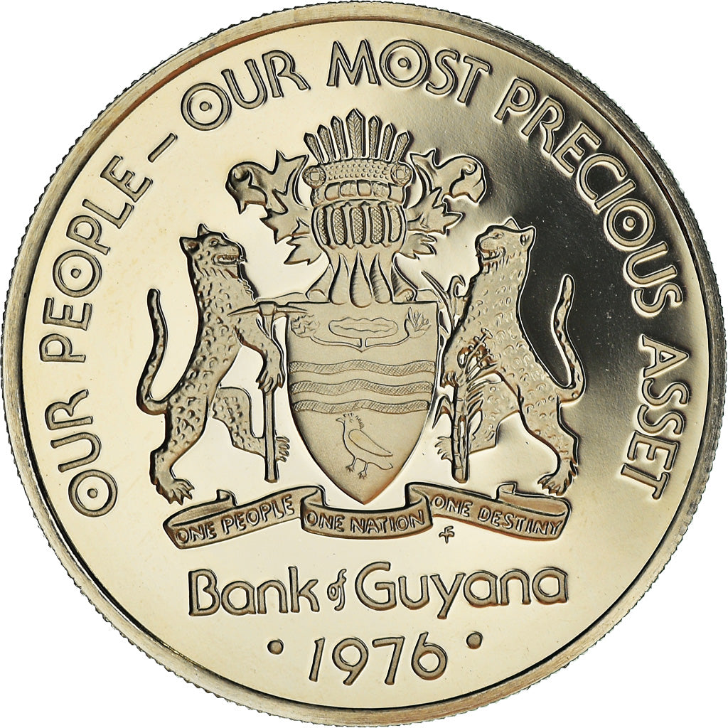 Coin, Guyana, 50 Cents, 1976, Franklin Mint, Proof, MS(65-70), Copper-nickel