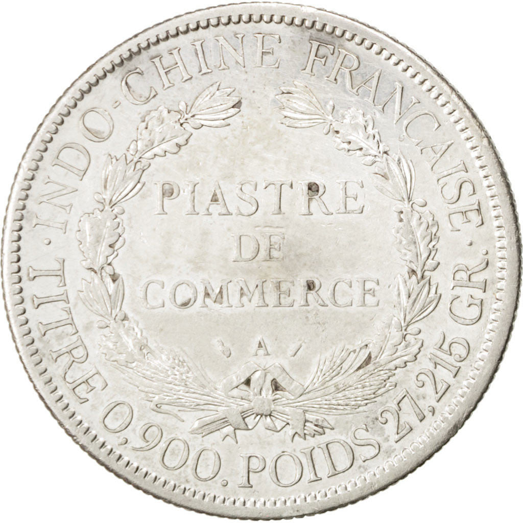 FRENCH INDO-CHINA, Piastre, 1893, Paris, KM #5, EF(40-45), Silver, Lecompte...