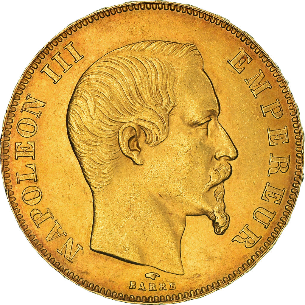 Moneta, Francja, Napoleon III, Napoléon III, 50 Francs, 1858, Paris, AU(50-53)