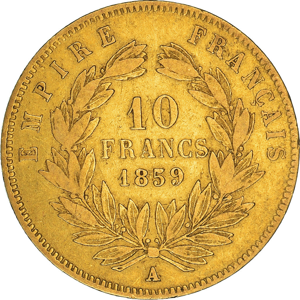 Coin, France, Napoleon III, 10 Francs, 1859, Paris, VF(20-25), Gold, KM:784.3