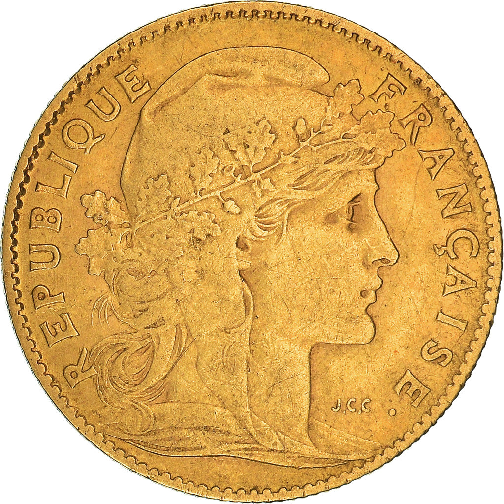 Moneta, Francia, Marianne, 10 Francs, 1905, Paris, MB+, Oro, KM:846
